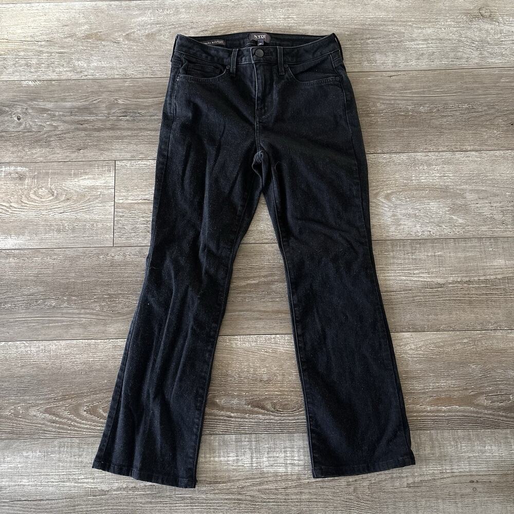 NYDJ Barbara Bootcut Jeans Women 2P (26x26) Petite Black Denim Lift Tuck Stretch